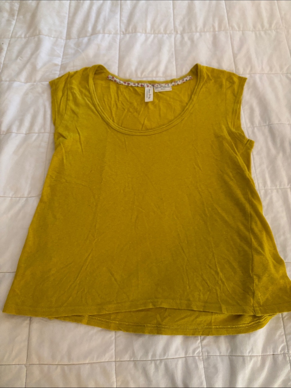 Antropologie Meadow and Rue Mustard Scoop Neck Cap Sleeve Women's Top